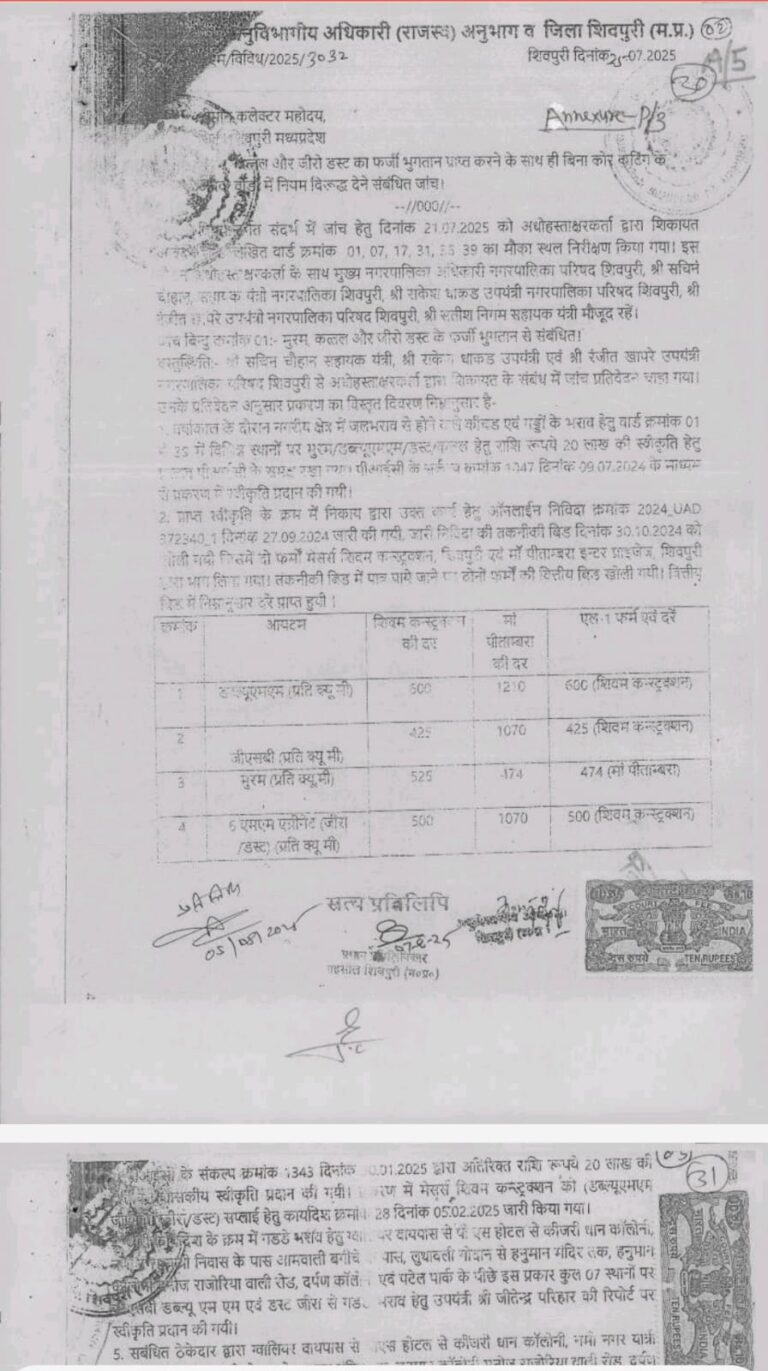 पार्षदों या शहरवासियों को नहीं दी प्रशासन ने जांच रिपोर्ट, आरोपी ठेकेदार को उपलब्ध कराई