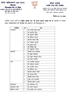 प्रदेश की आ गई सूची, अब जिले की भाजपा कार्यकारिणी की घोषणा का इंतजार