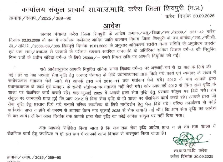 शिक्षा विभाग का कारनामा: 16 साल पूर्व नियुक्त आदिवासी शिक्षकों को हटाया, मानदेय में 1.44 करोड़ की गड़बड़ी