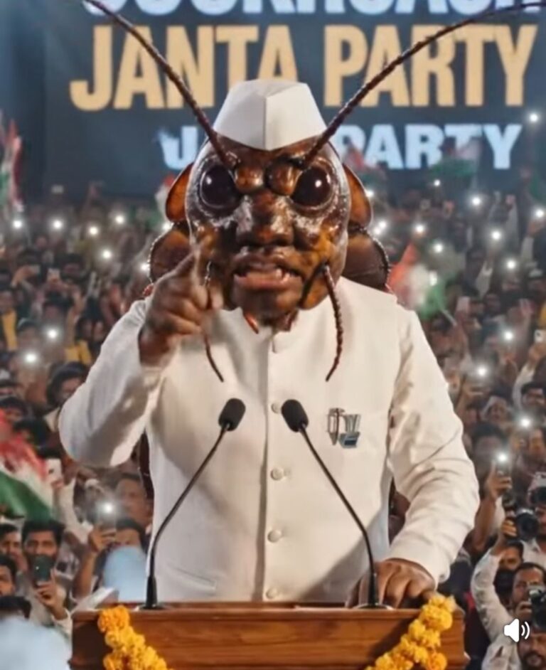 कॉकरोच ने घर में महिलाओं की व देश में नेताओं की नींद उड़ाई: युवाओं में पनप रहा आक्रोश